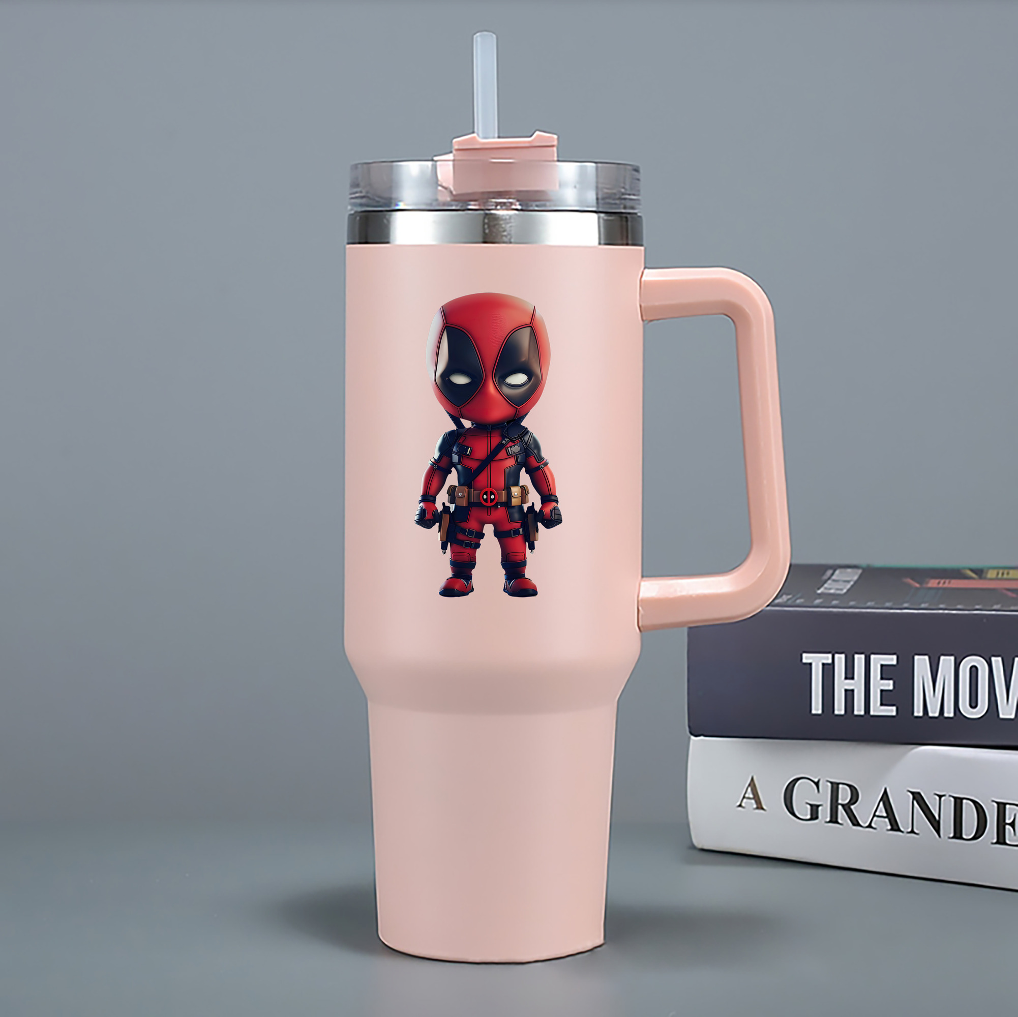 （画像用） Deadpool デッドプール 1200mL車用タンブラー - クリスタルステッカー（プラスチックストロー付き）